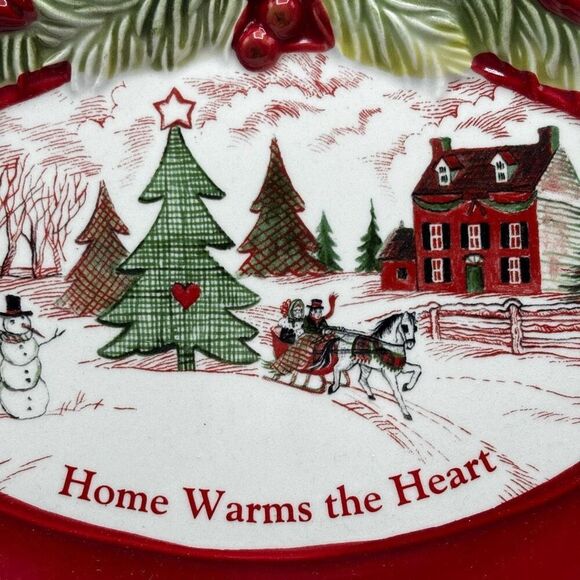 Fitz and Floyd Snack Plate Platter Sentiment Tray Christmas Home Warms The Heart - Picture 5 of 5